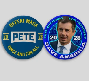 Pete Buttigieg para Presidente 2028 Pin Botones Político Demócrata Anti-Trump Lib - Imagen 1 de 1