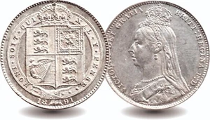 1891 Victoria Sterling Silver one Shilling Coin - Picture 1 of 4