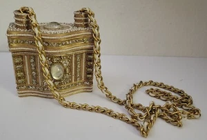 Vintage Mary Frances Purse Handbag Gold And Pearl Paper Mache - Picture 1 of 14
