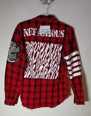 Franela con estampado gráfico Smoke Rise 40" W con parche Fray Grunge gótico Steampunk IMPRESCINDIBLE VER Foto 1 de 4