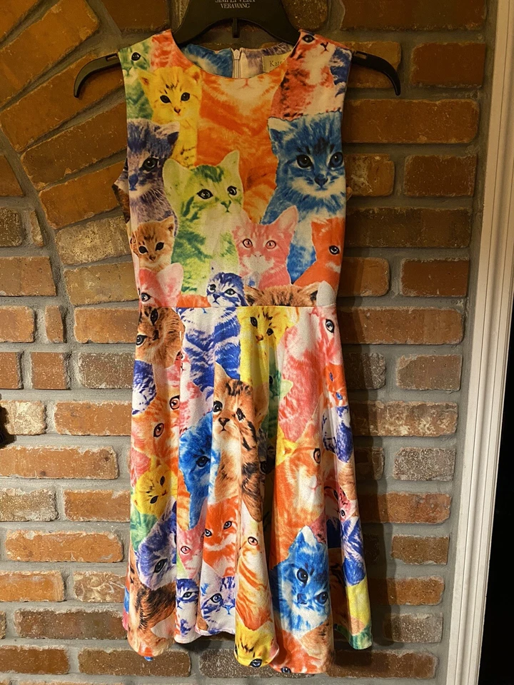Kate Kasin Kids Girls Dress Rainbow Cats Summer Bright Pride Size 10/12 - Image 1 of 4