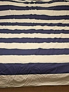 Pottery Barn Kids Wide Stripe Navy Blue White Nautical approx 82x65" Duvet Cover - Picture 1 of 9