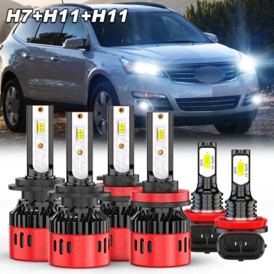 Kit combinado de faros LED H7+H11+H11 luz antiniebla de haz alto bajo blanco 6 piezas bombilla Foto 1 de 4
