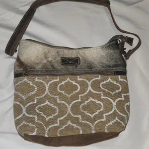 Bhrayna Bags Cowhide Crossbody Canvas Satchel Shoulder Hand Bag Leather - Imagen 1 de 13