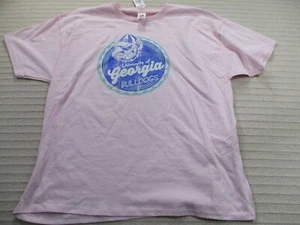 Georgia Bulldogs Womens Shirt 2XL Pink Short Sleeve Graphic Crew Neck Hanes New - Picture 1 of 11