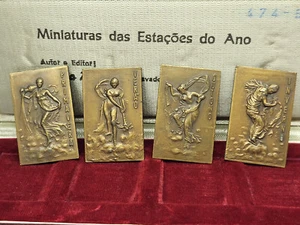 ART/ Nude Woman/ THE SEASONS Series Set of 4 Miniature Bronze Medals in Case - Picture 1 of 16