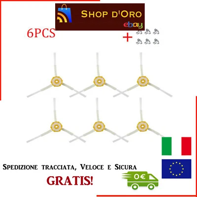 6 SPAZZOLE PER IROBOT ROOMBA SERIE 500 600 700 RICAMBI SPAZZOLA LATERALE ROOMBA