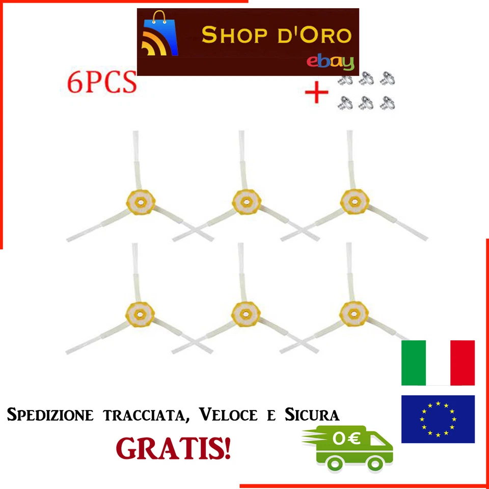 6 SPAZZOLE PER IROBOT ROOMBA SERIE 500 600 700 RICAMBI SPAZZOLA LATERALE ROOMBA