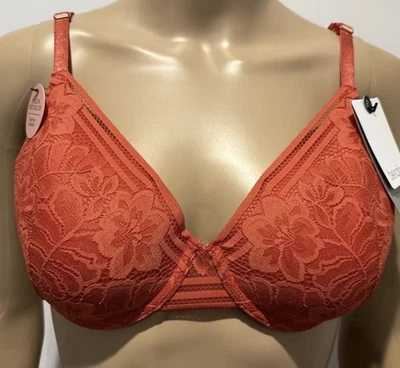Sujetador Bendon para mujer talla 12D suave rojo melocotón con aros con encaje NUEVO CON ETIQUETAS NUEVO Foto 1 de 4