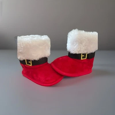 Little Me Baby Santa Clause booties boots infant fur trim red - Image 1 of 4
