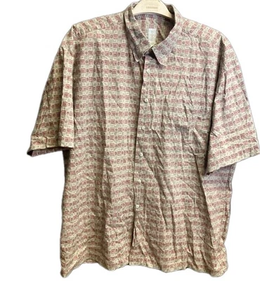 Vintage Men Burma Bibas Casual Shirt S/Sleeve Geometric Design Button Down XXL - Image 1 of 4