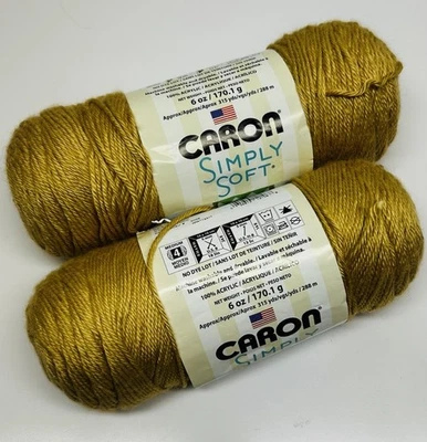 NUEVO Lote de 2 Hilos CARON Simply Soft #4 ~ Maíz de Otoño ~ 100% Acrílico 315yds/cada uno Foto 1 de 4