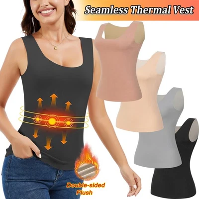 Mujeres Ropa Interior Térmica Chaleco Forrado de Vellón Camiseta sin Mangas Camisola Cami Capa Base Cálido Foto 1 de 4