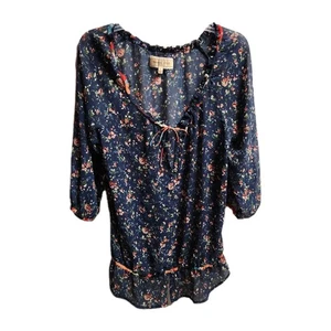 Blusa campesina floral azul marino de Abercrombie & Fitch para mujer botones grandes - Imagen 1 de 7