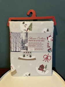 Neu mit Etikett Schneekugelmuster auf grau Weihnachten Baumwollmischung Duschvorhang 72”x72” - Bild 1 von 3