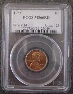 1952 P Lincoln Wheat Cent 1C PCGS MS66RD penny - Picture 1 of 4