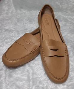 New Born Women's Loafers Size US11/EU43 Tan/Brown Leather Round Toe Flat Comfort - Picture 1 of 19