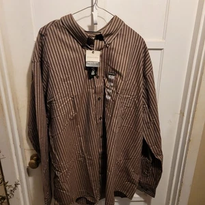 St Johns Bay bügelfrei Oxford Knopfleiste heißer Kaffee Streifen 2xl Neu mit Etikett Big & Tall - Bild 1 von 8