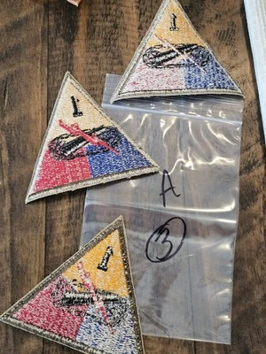 WWII US Army 1st Armor Tank Division Cut Edge Patch Set x3 a L@@K!!! - Image 1 of 2