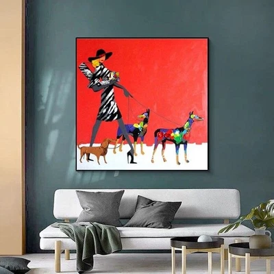Red Hand Painted Modern Animals Beaut Landscape Wall Painting For Room Abstract  - image 1 of 4