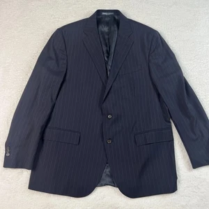 Polo Ralph Lauren uomo 46R blu navy blazer lana gessato cappotto sportivo nuovo con etichette $1595 - Foto 1 di 8