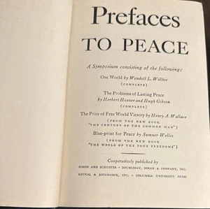Prefaces to Peace A Symposium 1943 WWII Wendell Willkie Henry Wallace - Bild 1 von 10