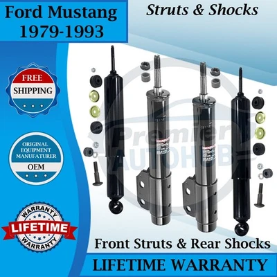 Amortiguadores delanteros y traseros Monroe genuinos OEM para Ford Mustang 1979-1993 10 años con Foto 1 de 4
