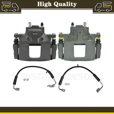 4pcs Front Brake Calipers & Hose Set Fits 2008 2009 2010 Jeep Wrangler - Image 1 of 4