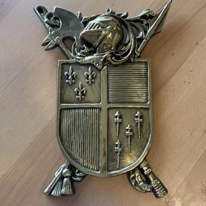 Vintage großes Familienwappen Wappen massiv Messing Plakette - Bild 1 von 4