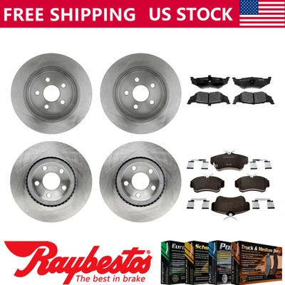 For 2001-2007 Chrysler PT Cruiser Front Rear Brake Rotors & Metallic Brake Pads - Image 1 of 4