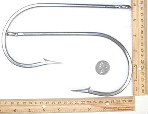 7731 20/0 Stainless J hook very large hooks 2 pcs Very Large hooks! - Picture 1 of 4