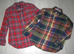 TWO Ralph Lauren Button Down 2 Shirts checkered Plaid Size 5 Boys red blue LS - Picture 1 of 6