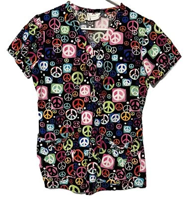 Blusa Médica Pequeña Cruz Blanca Multicolor Símbolo de la Paz Pullover de Algodón Negro Foto 1 de 4