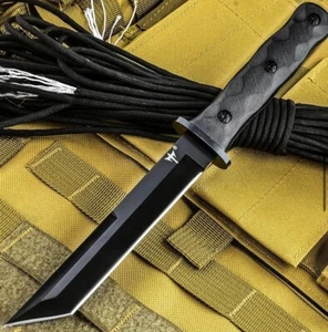 Tactical Fixed Blade Tanto Knife with G10 Handle & Sheath, EDC Self Defense - Picture 1 of 5