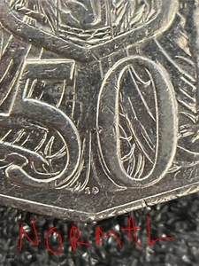2007 50c aUNC Die Error Doubling Double Stamp “50” Australian Fifty Cent Coin - Picture 1 of 3