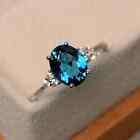 Real London blue topaz ring, oval blue gemstone, promise ring, sterling silver,