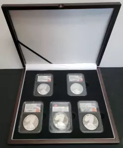 2023 5 Pc 1oz Proof American Silver Eagle NGC/PCGS PF/PR70 Hand Signed Signature - Picture 1 of 13