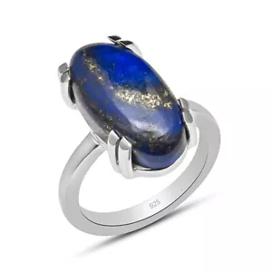 Anello lapislazzuli naturale argento sterling 925 massiccio regalo per lei gioielli lapislazzuli - Foto 1 di 5