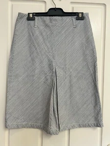 JAG Denim Skirt Size 10 White Navy Stripes Pleated Belt loops - Picture 1 of 21