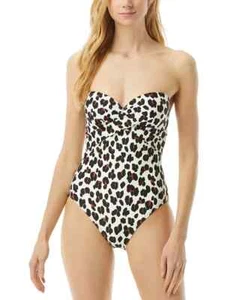 kate spade Animal Print Molded-Cup Bandeau One Piece Swimsuit Small ymy2823 - Picture 1 of 2