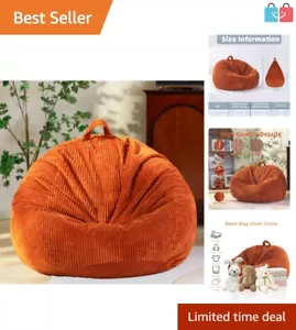 Adjustable Lumbar Corduroy Bean Bag Chair Cover - Ideal Toy Storage Solution - Picture 1 of 9