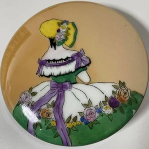 Old Noritake Deco Lady puff case Japan Antique Porcelain Made from 1921 to 1941 - Picture 1 of 7