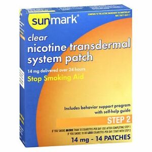 Sunmark Clear Nicotine Transdermal System Patches Step 2 14 mg 14 Each By Sunmar