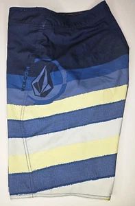 Volcom Men's Mod Tech Board Shorts Size 33 Blue Multicolored Swim Surf Stretch - Picture 1 of 9