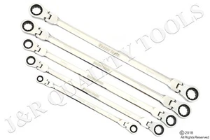 5pc Flex-Head Double Box End Ratcheting Wrenches CrV XL Design MM 8mm - 19mm  - Picture 1 of 2