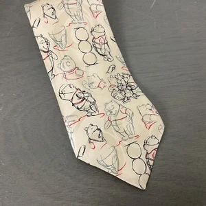 Winnie The Pooh Silk Neck Tie Disney World Theme Park Animation Sketch Art - Picture 1 of 6
