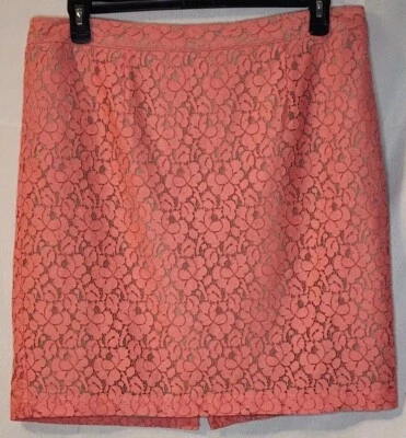 Apt. 9 Coral Lace Skirt Beige Lining Size 16 Back Zipper - Image 1 of 2