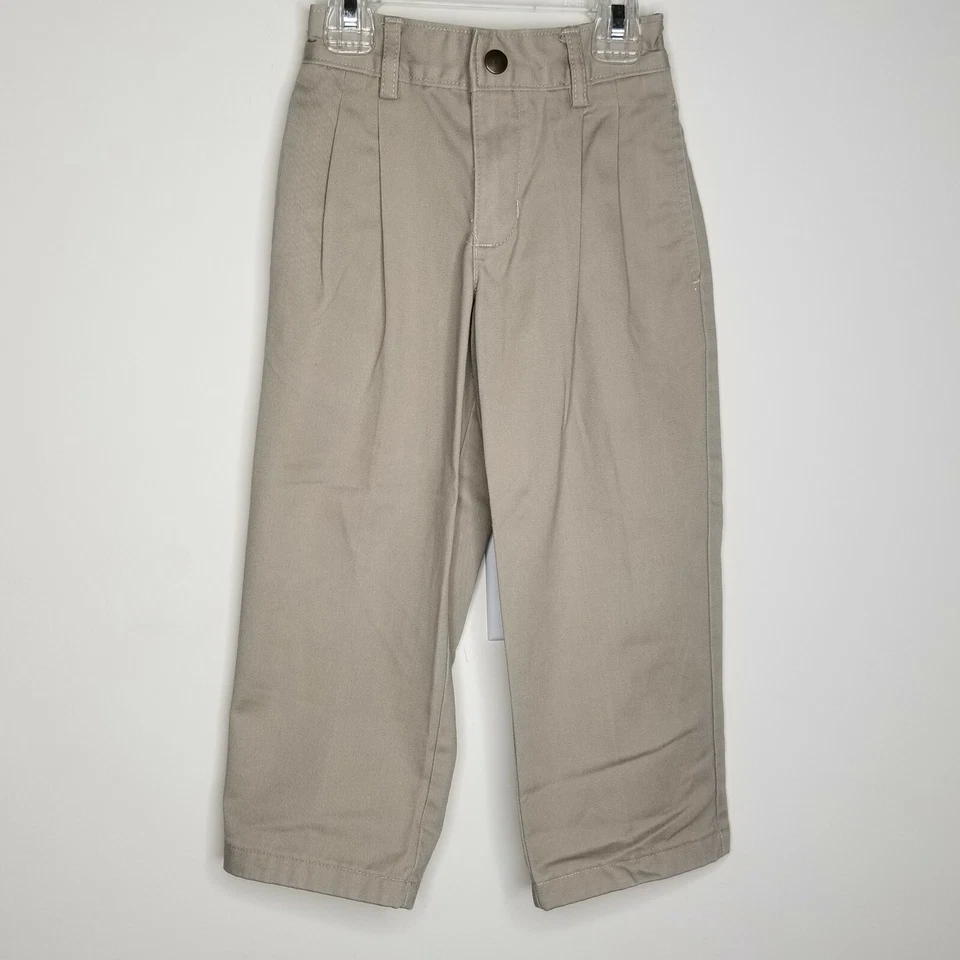 Pantalones chinos Arrow para niños talla 4 regular caqui cremallera bolsillos elásticos en la cintura plisados tostados Foto 1 de 4