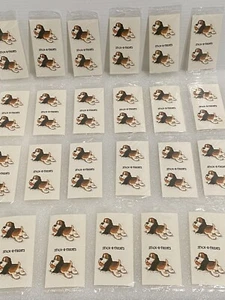 Pegatinas Hallmark Stick R Treats Basset Hound perro cachorro vintage 1983 23 hojas - Imagen 1 de 8