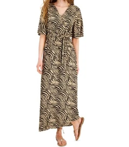 Maxi Vestido Estampado Cebra Topson Negro Tostado Inc International Concepts Talla L Nuevo con Etiquetas - Imagen 1 de 8